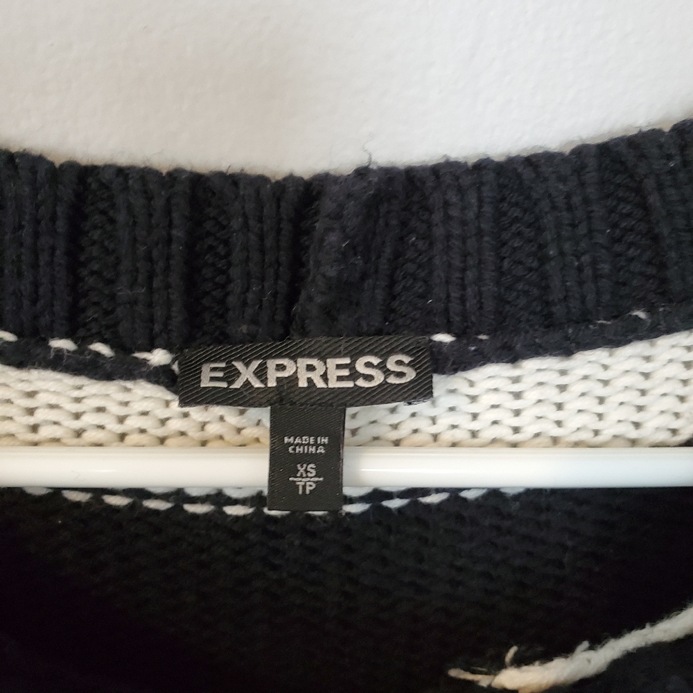 Express Distressed Rugby Stripe Tunic Sweater - Picture 3 of 3